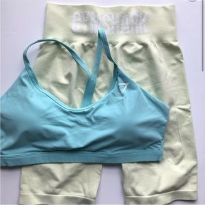 Gymshark L/XL Flex Seamless Cycling Shorts & V Neck Training Sports Bra Set
